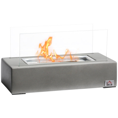 Tabletop Fireplace, 13Concrete Alcohol Fireplace with Stainless Steel Lid for Indoor and Outdoor, 0.04 Gal Max 195 Sq. Ft Light Grey