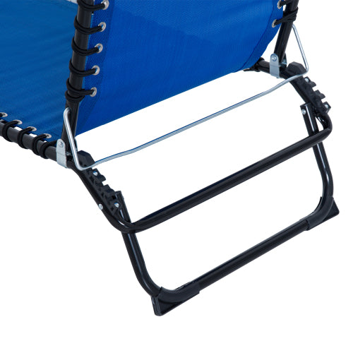 Folding Chaise Lounge Pool Chair, Patio Sun Tanning Chair, Outdoor Lounge Chair with 4-Position Reclining Back, Breathable Mesh Seat for Beach, Yard, Patio, Dark Blue