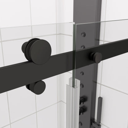 Glass shower door, sliding door, with 5/16" tempered glass and Matted Black finish 6074