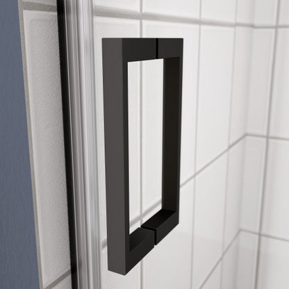 Glass shower door, sliding door, with 5/16" tempered glass and Matted Black finish 6074
