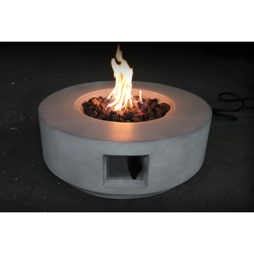 11" H x 30" W Fiber Reinforced Concrete Propane/Natural Gas Outdoor Fire Pit Table with Lid (Concrete)CM-1003C