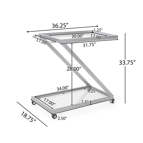 BAR CART, Iron Base & Tempered Glass