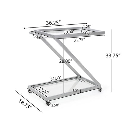 BAR CART, Iron Base & Tempered Glass