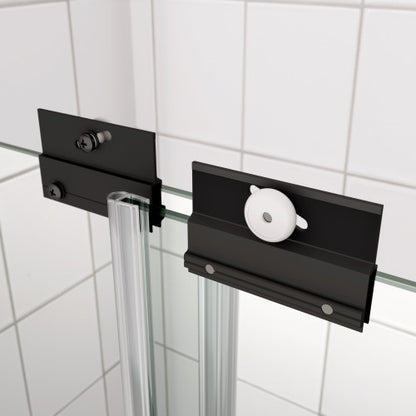 Bathtub Bypass shower door, sliding door, with 1/4" tempered glass and Matted black finish 56"-60"x58"