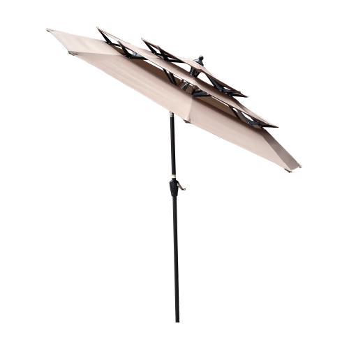 9Ft 3-Tiers Outdoor Patio Umbrella with Crank and tilt and Wind Vents for Garden Deck Backyard Pool Shade Outside Deck Swimming Pool