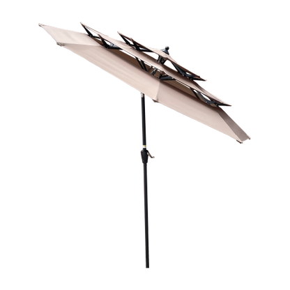 9Ft 3-Tiers Outdoor Patio Umbrella with Crank and tilt and Wind Vents for Garden Deck Backyard Pool Shade Outside Deck Swimming Pool