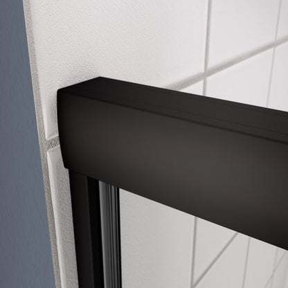 Bypass shower door, sliding door, with 1/4" tempered glass and Matted black finish 44-48"x70"