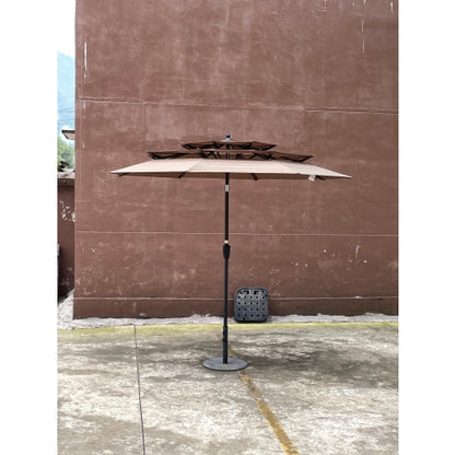 9Ft 3-Tiers Outdoor Patio Umbrella with Crank and tilt and Wind Vents for Garden Deck Backyard Pool Shade Outside Deck Swimming Pool