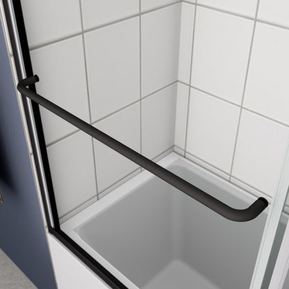 Bathtub Bypass shower door, sliding door, with 1/4" tempered glass and Matted black finish 56"-60"x58"