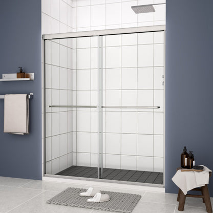 Bypass shower door, sliding door, with 1/4" tempered glass and Chromed finish 44-48"x70"