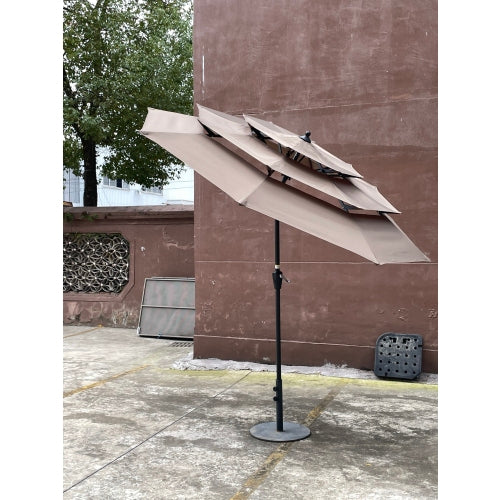 9Ft 3-Tiers Outdoor Patio Umbrella with Crank and tilt and Wind Vents for Garden Deck Backyard Pool Shade Outside Deck Swimming Pool