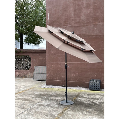 9Ft 3-Tiers Outdoor Patio Umbrella with Crank and tilt and Wind Vents for Garden Deck Backyard Pool Shade Outside Deck Swimming Pool