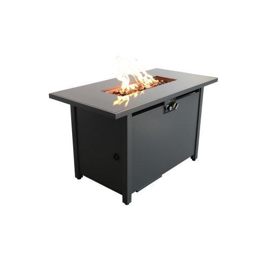 25'' H x 42'' W Steel Outdoor Fire Pit Table with Lid (Black)