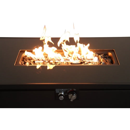 43" Smoked Glass Metal Rectangle Fire Pit (Black)