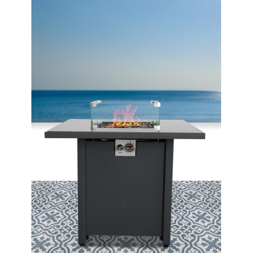 25" H x 30" W Steel Outdoor Fire Pit Table with Lid