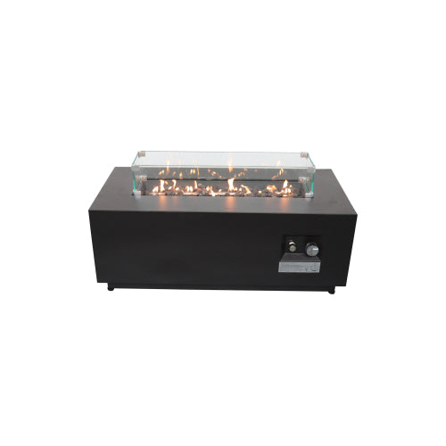16 H x 42 W Steel Outdoor Fire Pit Table with Lid