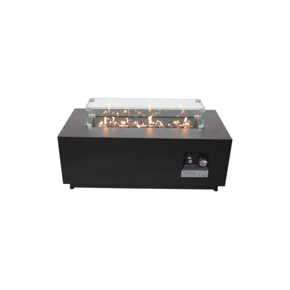 16 H x 42 W Steel Outdoor Fire Pit Table with Lid