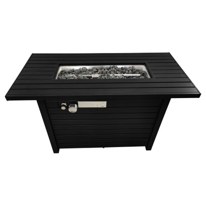 25" H x 42" W Steel Outdoor Fire Pit Table with Lid (Black)
