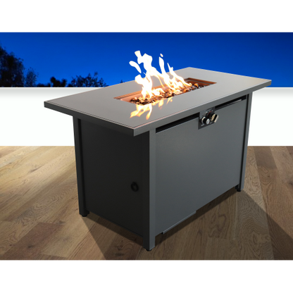25'' H x 42'' W Steel Outdoor Fire Pit Table with Lid (Black)
