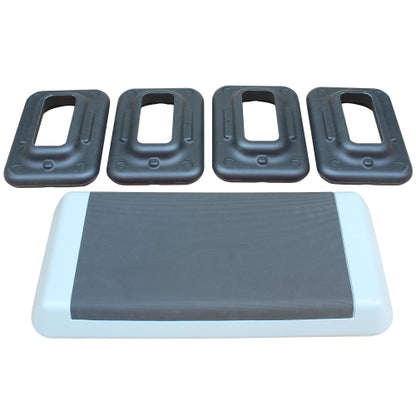 Adjustable Workout Aerobic Stepper Fitness Exercise Step Platform with 2 Risers Gray Black