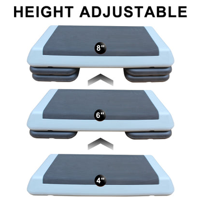 Adjustable Workout Aerobic Stepper Fitness Exercise Step Platform with 2 Risers Gray Black