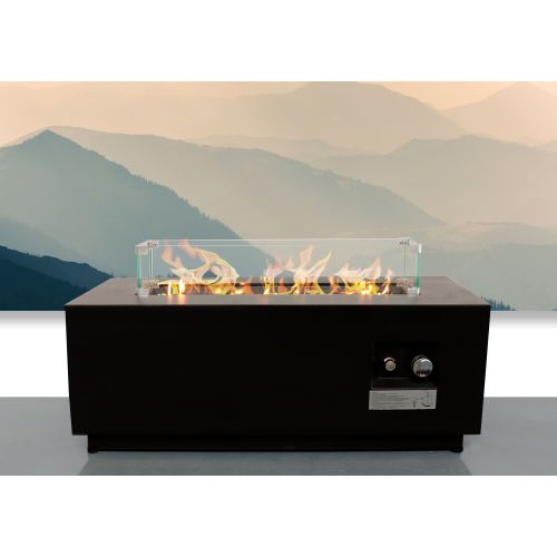 16 H x 42 W Steel Outdoor Fire Pit Table with Lid