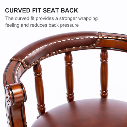 Cow top Leather Wooden Bar Stools, 360 Degree Swivel Bar Chair with Backs,Bar height Couner Height Barstools  for Home Kitchen Dining Room and Bar Room(Brown 1pc)
