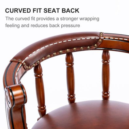 Cow top Leather Wooden Bar Stools, 360 Degree Swivel Bar Chair with Backs,Bar height Couner Height Barstools  for Home Kitchen Dining Room and Bar Room(Brown 1pc)