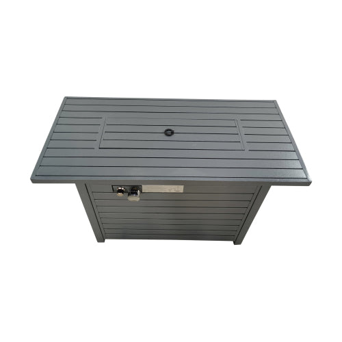 25'' H x 42'' W Steel Propane Outdoor Fire Pit Table with Lid (Grey)