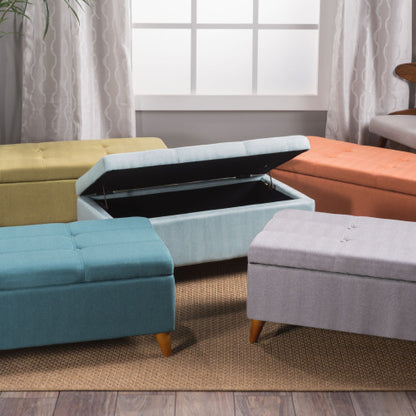 Home Decor, Tufted Ainsley Button Storage Ottoman Bench with Hinged Lid , Ottoman Bench with Storage for Living Room & Bedroom,solid wood leg