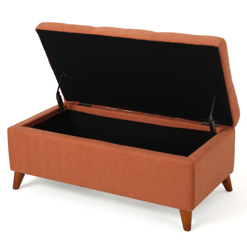 Home Decor, Tufted Ainsley Button Storage Ottoman Bench with Hinged Lid , Ottoman Bench with Storage for Living Room & Bedroom,solid wood leg