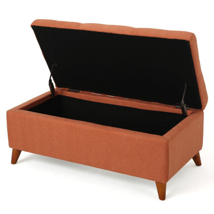 Home Decor, Tufted Ainsley Button Storage Ottoman Bench with Hinged Lid , Ottoman Bench with Storage for Living Room & Bedroom,solid wood leg