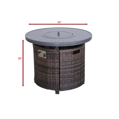 25" H x 32" W Aluminum Outdoor Fire Pit Table with Lid(Espresso)