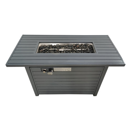 25'' H x 42'' W Steel Propane Outdoor Fire Pit Table with Lid (Grey)