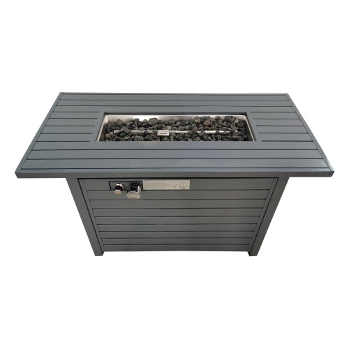25'' H x 42'' W Steel Propane Outdoor Fire Pit Table with Lid (Grey)