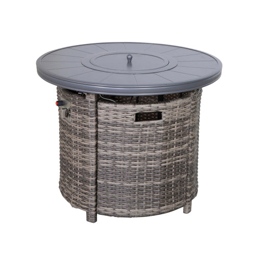 25" H x 32" W Aluminum Outdoor Fire Pit Table with Lid(Mixed Gray)