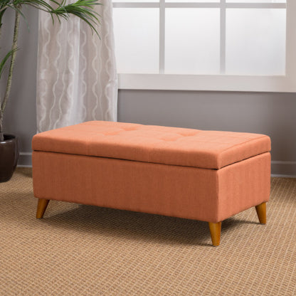Home Decor, Tufted Ainsley Button Storage Ottoman Bench with Hinged Lid , Ottoman Bench with Storage for Living Room & Bedroom,solid wood leg