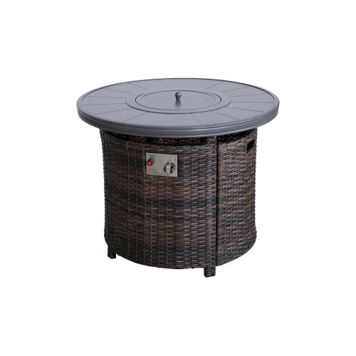 25" H x 32" W Aluminum Outdoor Fire Pit Table with Lid(Espresso)