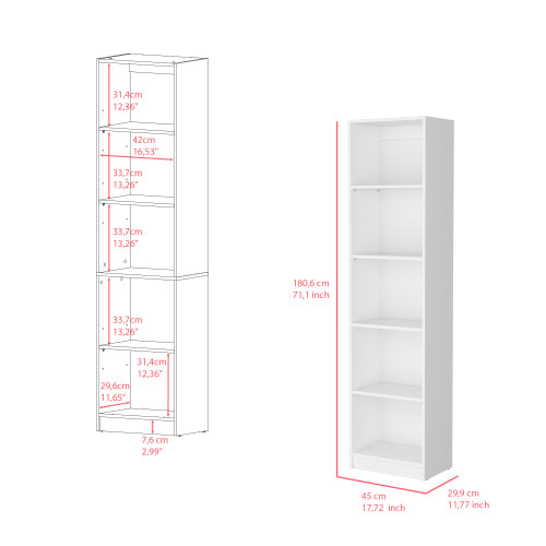 Five-Shelf Slim Office Bookshelf Space-Saving Premium Wood Material Household Simple Storage Rack