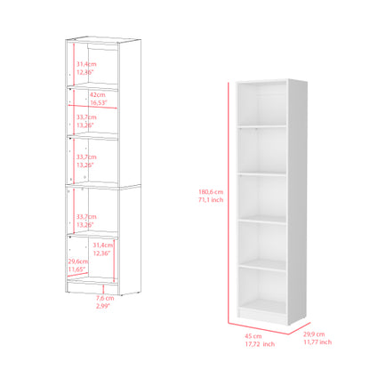 Five-Shelf Slim Office Bookshelf Space-Saving Premium Wood Material Household Simple Storage Rack