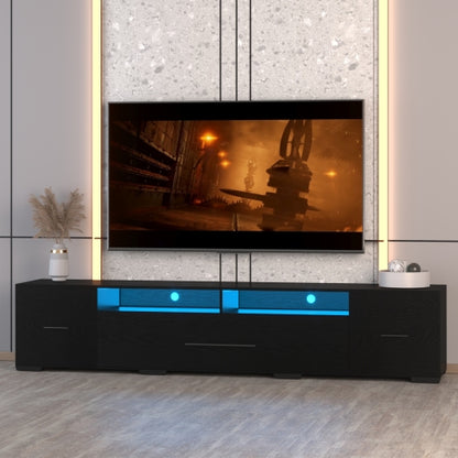 80 Inch Black APP & Remote Control RGB LED TV Stand with Power Outlet & 31 Light Modes