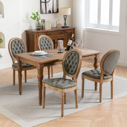 Set of 2 White Pine Green French PU Tufted Nailhead High Back Dining Chairs, Solid Wood Frame 280 LBS Capacity