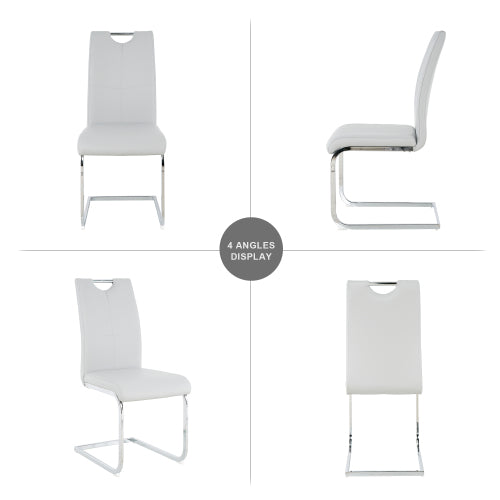 Set of 2 Faux Leather Dining Chairs with Chrome Legs, Modern Kitchen Seating Chairs