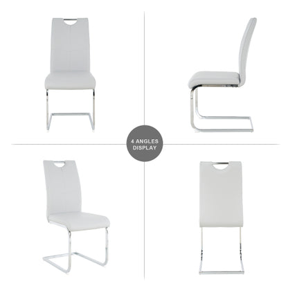 Set of 2 Faux Leather Dining Chairs with Chrome Legs, Modern Kitchen Seating Chairs