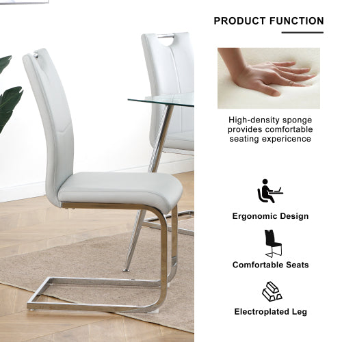 Set of 2 Faux Leather Dining Chairs with Chrome Legs, Modern Kitchen Seating Chairs