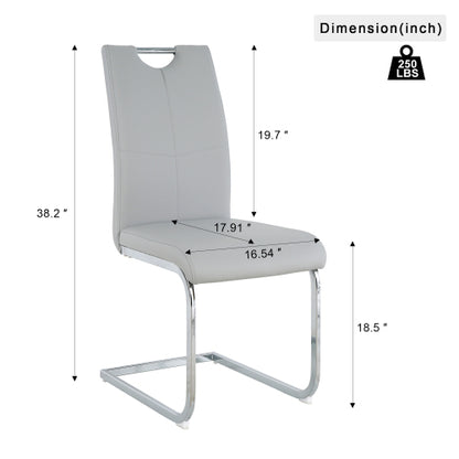 Set of 2 Faux Leather Dining Chairs with Chrome Legs, Modern Kitchen Seating Chairs