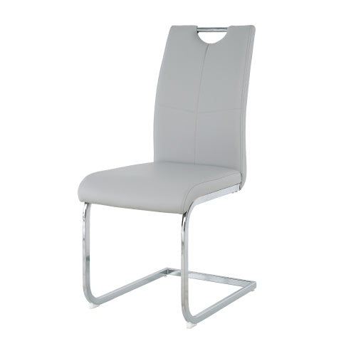 Set of 2 Faux Leather Dining Chairs with Chrome Legs, Modern Kitchen Seating Chairs