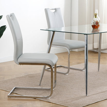 Set of 2 Faux Leather Dining Chairs with Chrome Legs, Modern Kitchen Seating Chairs