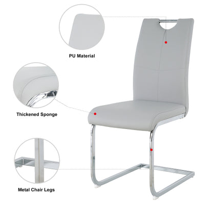 Set of 2 Faux Leather Dining Chairs with Chrome Legs, Modern Kitchen Seating Chairs