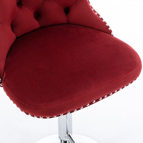 Swivel Velvet Barstools Adjusatble Seat Height from 25-33 Inch, Chrome base Bar Stools with Backs Comfortable Tufted for Home Pub and Kitchen Island, Wine Red,Burgundy,Set of 2